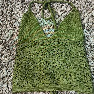 Green Knit Halter Top